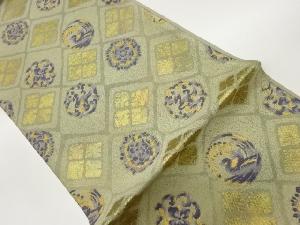 菱に華紋模様織出し袋帯